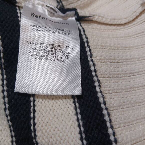 Reformation womens small organic cotton sweater cream black boxy spring summer - Picture 7 of 9